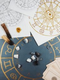 Astrology. Astrologer calculates natal chart and makes a forecast of fate.Tarot cards,